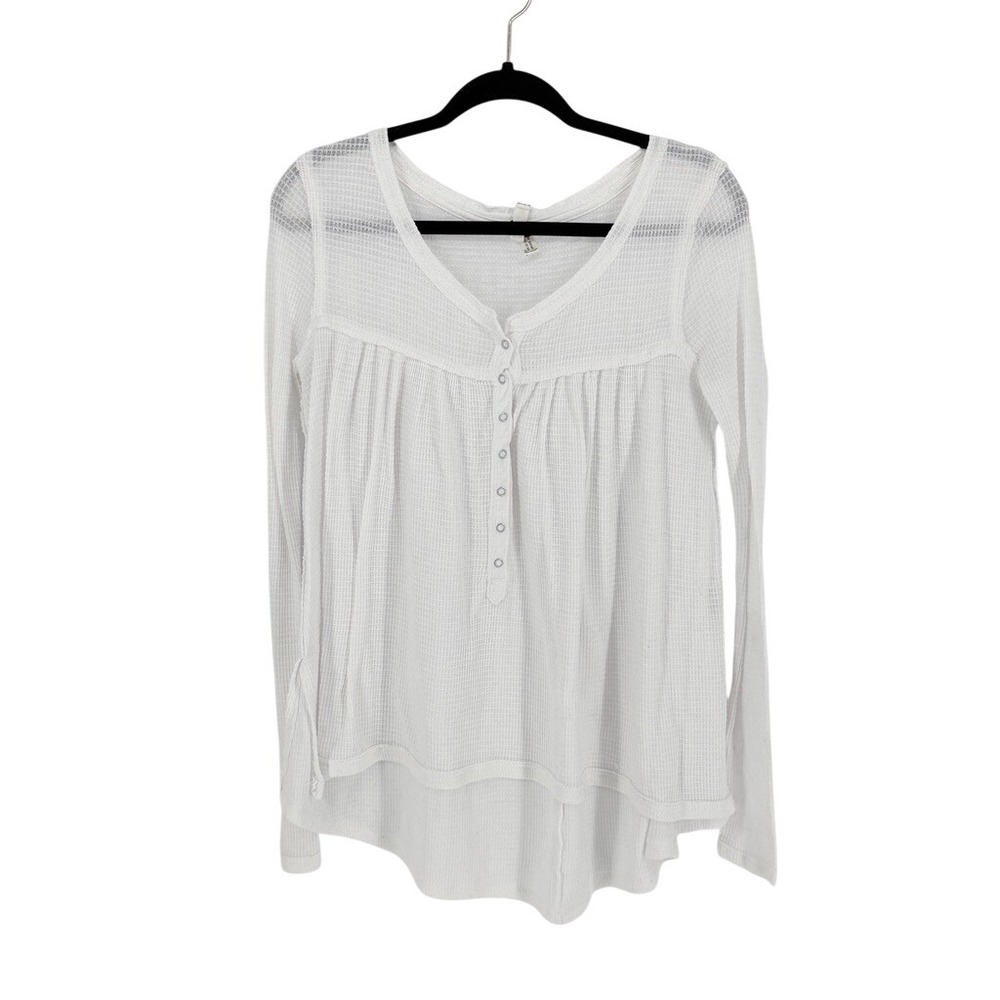 Free People Y2K Babydoll Waffle Knit Henley Top Size XS 90s Bella Swan Fairy Twe
